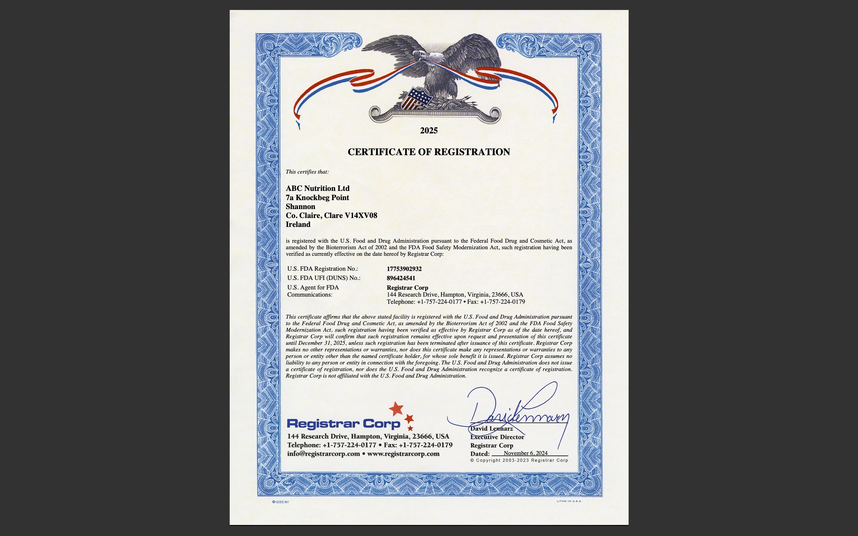 PBN FDA Registration